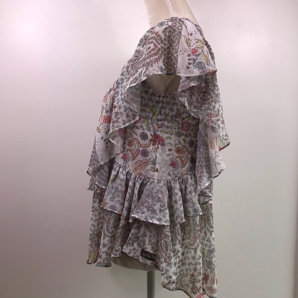 Matilda Jane Ruffle Sleeves Floral Blouse Women’s Size XS Chiffon Lightweight - Picture 4 of 8